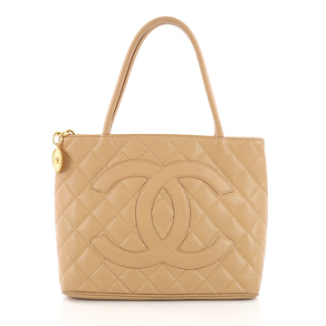 Chanel Medallion Tote Quilted Caviar Neutral 3803727