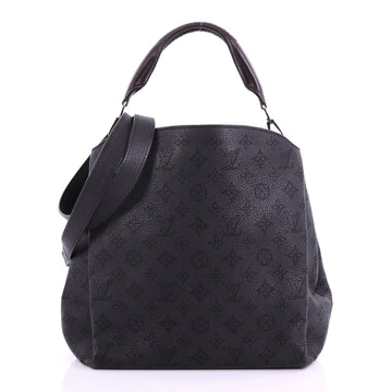 Louis Vuitton Babylone Handbag Mahina Leather PM Black 380391