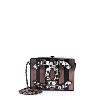 Chanel Model: CC Minaudiere Clutch Strass Embellished Plexiglass Brown 38048/2