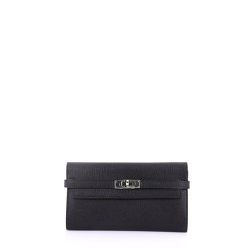 Hermes Kelly Wallet Chevre Mysore Long Black 380573