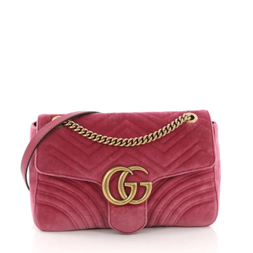 Gucci GG Marmont Flap Bag Matelasse Velvet Medium Pink 380752