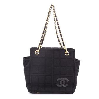 Chanel Model: Chocolate Bar Chain Tote Quilted Canvas Small  Black 38078/1