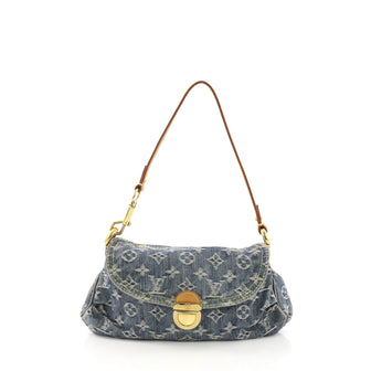 Louis Vuitton Pleaty Handbag Denim Mini Blue 381021