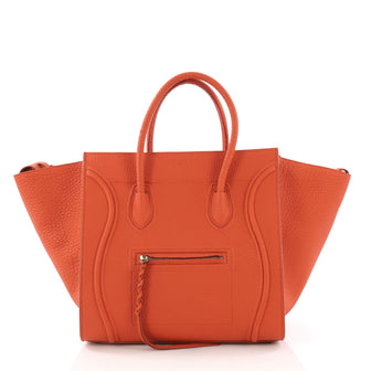 Celine Phantom Handbag Grainy Leather Medium Orange 381091