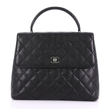 Chanel Model: Vintage Classic Top Handle Flap Bag Quilted Caviar Jumbo Black 38131/01