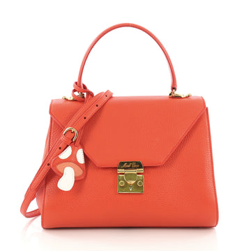 Mark Cross Hadley Satchel Leather Small Orange 381391