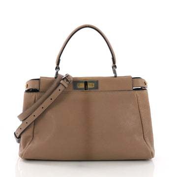 Fendi Peekaboo Handbag Leather with Python Interior Regular - Rebag