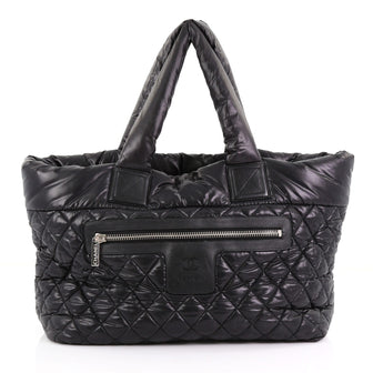 Chanel Coco Cocoon Zipped Tote Quilted Nylon Large Black 3814513
