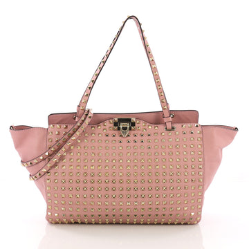 Valentino Rockstud Tote Full Studded Leather Medium Pink 3814551