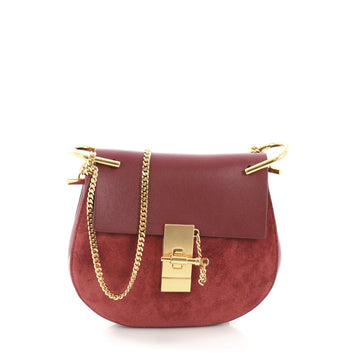 Chloe Drew Crossbody Bag Leather and Suede Mini Red 3814563