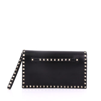 Valentino Rockstud Flap Clutch Leather - Designer Handbag Black 3814574
