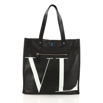 Valentino VLTN Shopping Tote Printed Leather Medium Black 3814586