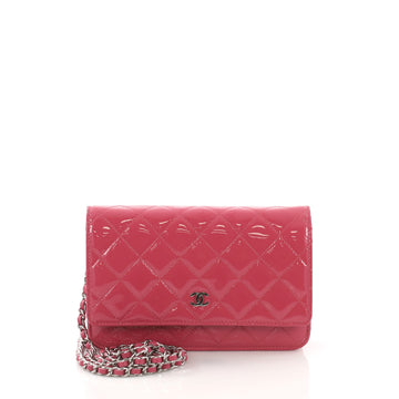 Chanel Wallet on Chain Quilted Patent Pink 381515
