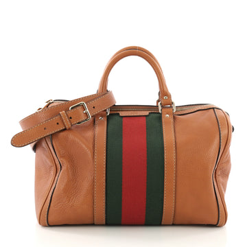 Gucci Vintage Web Boston Bag Leather Medium Brown 381621