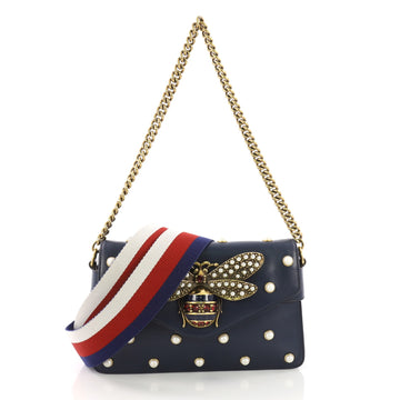 Gucci Broadway Pearly Bee Shoulder Bag Embellished 381691