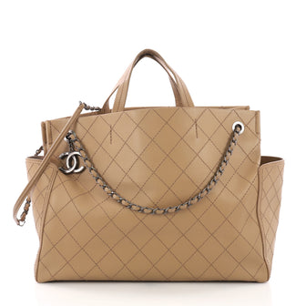 Chanel CC Pocket Tote Quilted Calfskin Large Brown 3820301