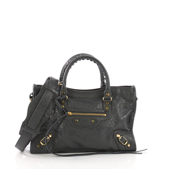 Balenciaga City Classic Studs Handbag Leather Small Gray 382103