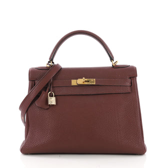 Hermes Kelly Handbag Red Togo with Gold Hardware 32