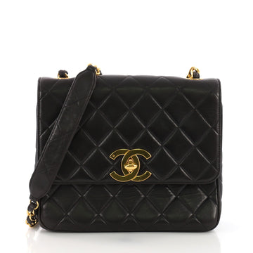 Chanel Vintage Square CC Flap Bag Quilted Lambskin Medium Black 38218111
