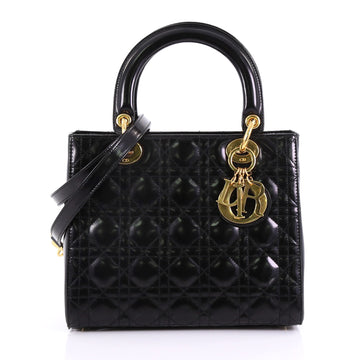 Christian Dior Vintage Lady Dior Handbag Cannage Quilt Patent Medium