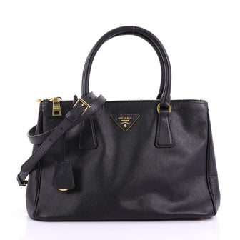 Prada Double Zip Lux Tote Saffiano Leather Small Black 38218129