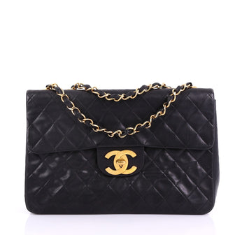 Chanel Vintage Classic Single Flap Bag Quilted Lambskin Maxi Black 38218131