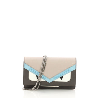 Fendi Monster Wallet on Chain Leather Gray 38218136