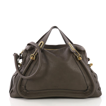 Chloe Paraty Top Handle Bag Leather Large Brown 38218140