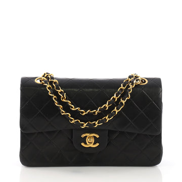 Chanel Vintage Classic Double Flap Bag Quilted Lambskin Small Black 3821814