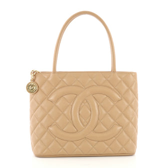 Chanel Medallion Tote Quilted Caviar Neutral 38218165
