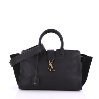 Saint Laurent Monogram Cabas Downtown Leather with Suede Small Black 38218168