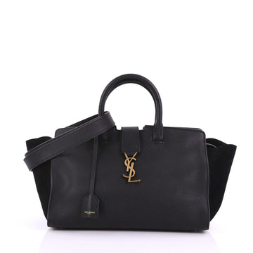 Saint Laurent Monogram Cabas Downtown Leather with Suede Small Black 38218168