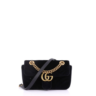 Gucci GG Marmont Flap Bag Matelasse Velvet Mini Black 38218176