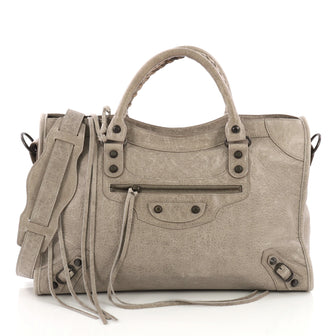 Balenciaga City Classic Studs Handbag Leather Medium Neutral 38218180