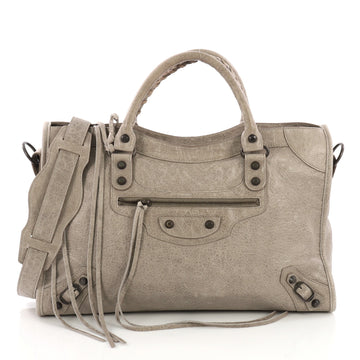 Balenciaga City Classic Studs Handbag Leather Medium Neutral 38218180