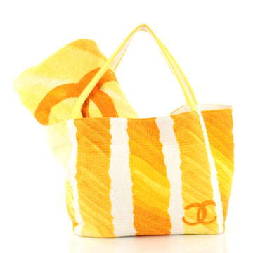Chanel Model: CC Beach Tote Terry Cloth Medium Yellow 38218/184