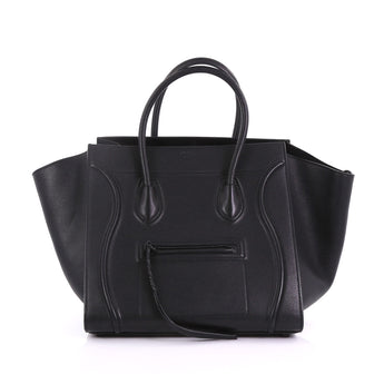 Celine Phantom Handbag Grainy Leather Medium Black 38218188