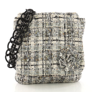 Chanel Camellia Messenger Bag Tweed Large Gray 38218191