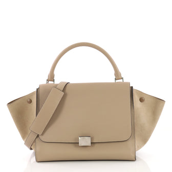 Celine Trapeze Handbag Leather Medium Brown 38218192