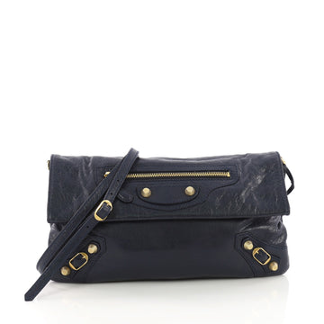 Balenciaga Envelope Strap Clutch Giant Studs Leather Blue 38218209