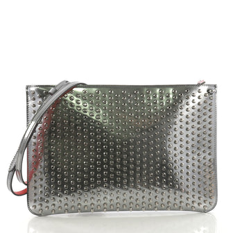  Christian Louboutin Loubiclutch Spiked Leather Silver 38218225