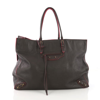 Balenciaga Papier A4 Classic Studs Handbag Leather Brown 38218229