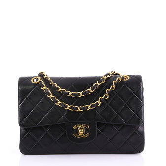 Chanel Vintage Classic Double Flap Bag Quilted Lambskin Small Black 38218235