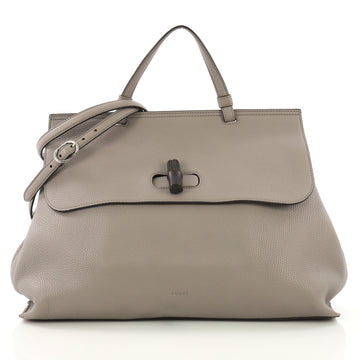 Gucci Bamboo Daily Top Handle Bag Leather Large Gray 38218244