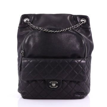 Chanel Drawstring CC Flap Backpack Quilted Lambskin Small Black 3821824