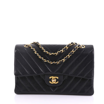 Chanel Vintage Classic Double Flap Bag Chevron Lambskin 38218262