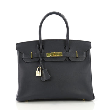 Birkin Handbag Blue Marine Courchevel with Gold Hardware 30