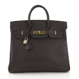 Hermes Birkin HAC Handbag Brown Epsom with Gold 38218282