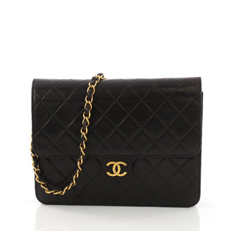 Chanel Vintage Clutch with Chain Quilted Leather Small Black 38218284