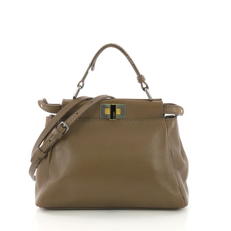 Fendi Peekaboo Handbag Leather with Beaded Interior Mini 3821830